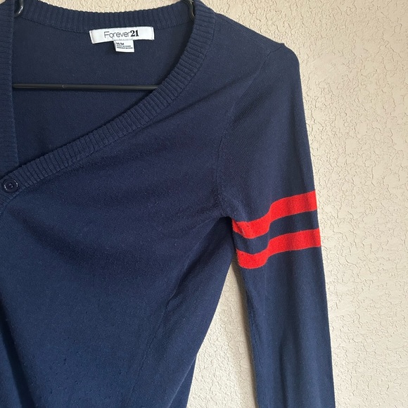 Blue with Red Stripes Cardigan Sweater, Size M - Picture 5 of 10
